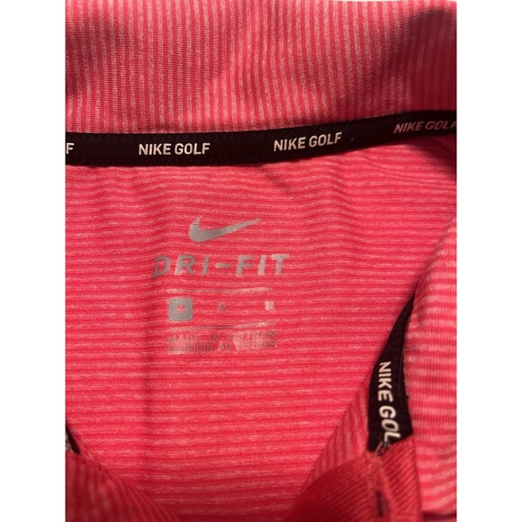 Nike Golf Dri Fit Polo Shirt Red/Orange PinStriped Mens Medium M - Picture 2 of 12